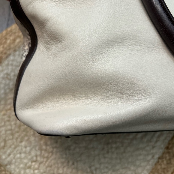 Women’s Brahmin Leather Cream Black Snake Skin Satchel Designer Handbag - Picture 15 of 16